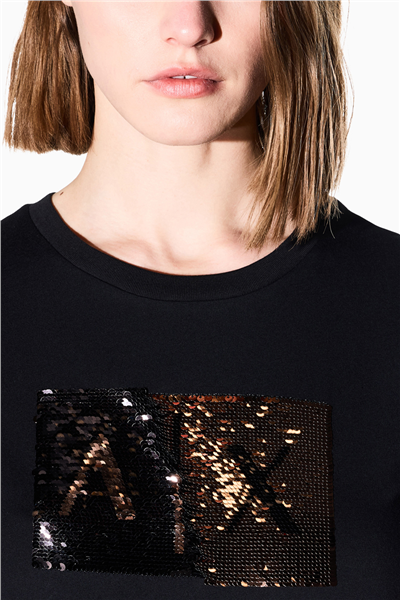 Armani Exchange Kadın Bisiklet Yaka T-Shirt Siyah