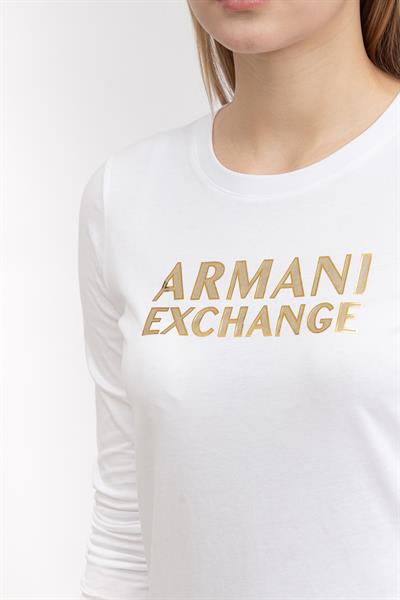 Armani Exchange Kadın Bisiklet Yaka T-Shirt Beyaz