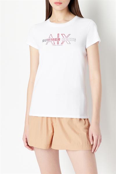 Armani Exchange Kadın Bisiklet Yaka T-Shirt Beyaz