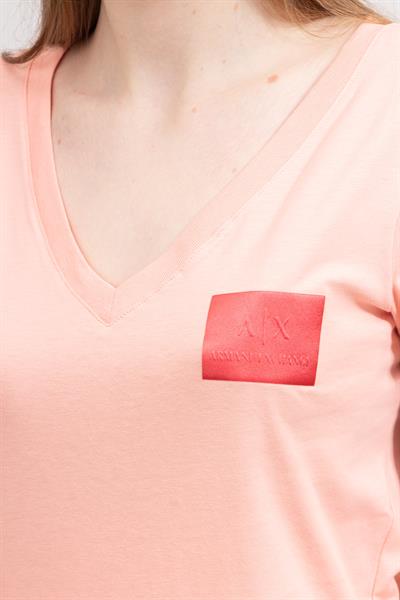 Armani Exchange Kadın V Yaka T-Shirt Gül Kurusu