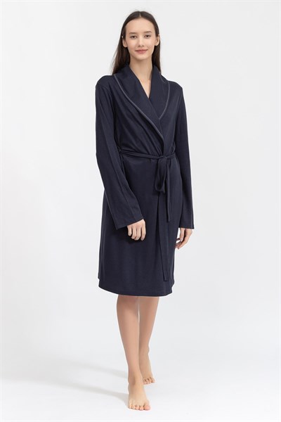 Bisbigli Shawl Collar Kadın Sabahlık Mavi