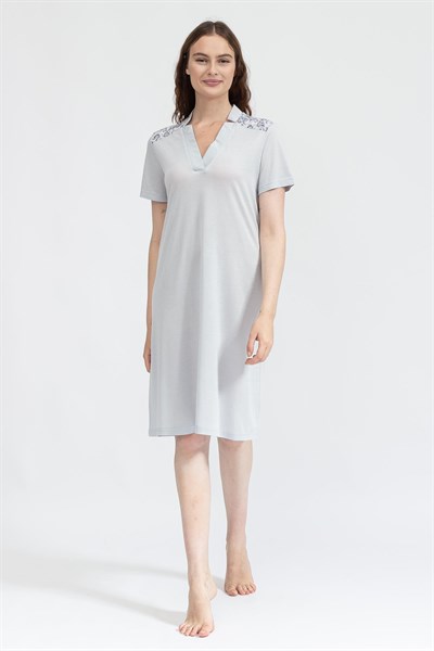 Bisbigli V Neck Night Gown S/S Kadın Gecelik Çok Renkli