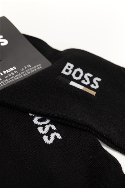 Boss 2P As Iconic Logo Cc Erkek 2li Çorap Siyah