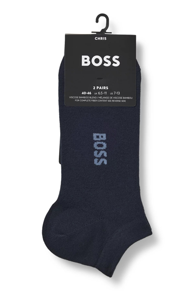 BOSS 2P As Logo Bamboo Erkek 2li Çorap Mavi