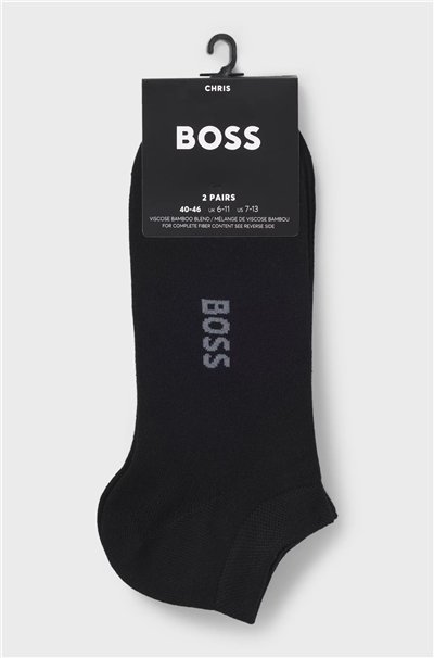 BOSS 2P As Logo Bamboo Erkek 2li Çorap Siyah