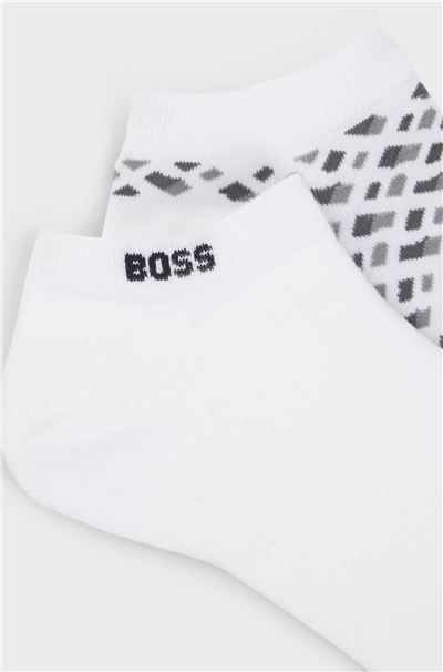 BOSS 2P As Monogram Cc Erkek 2li Çorap Beyaz