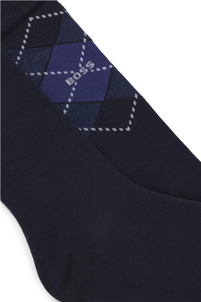 Boss Argyle Erkek 2li Çorap Mavi