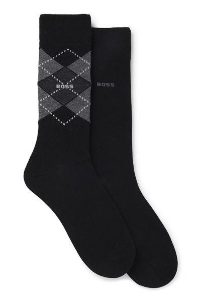 Boss Argyle Erkek 2li Çorap Siyah