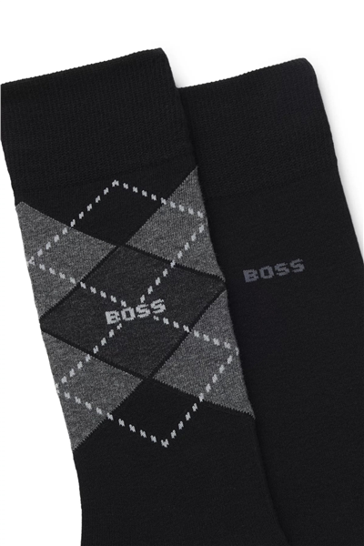 Boss Argyle Erkek 2li Çorap Siyah