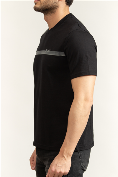 Boss Authentic T Shirt Erkek Bisiklet Yaka T-Shirt Siyah