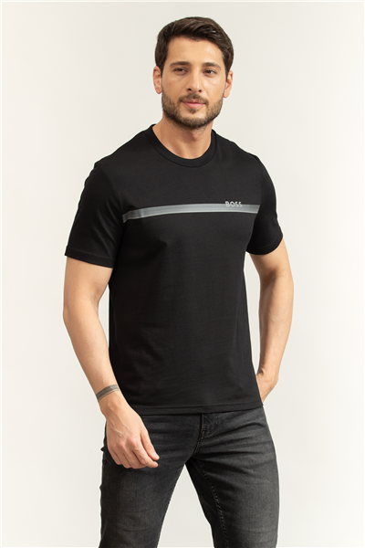 Boss Authentic T Shirt Erkek Bisiklet Yaka T-Shirt Siyah