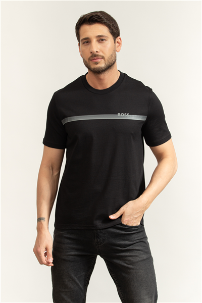 Boss Authentic T Shirt Erkek Bisiklet Yaka T-Shirt Siyah