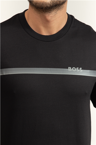 Boss Authentic T Shirt Erkek Bisiklet Yaka T-Shirt Siyah