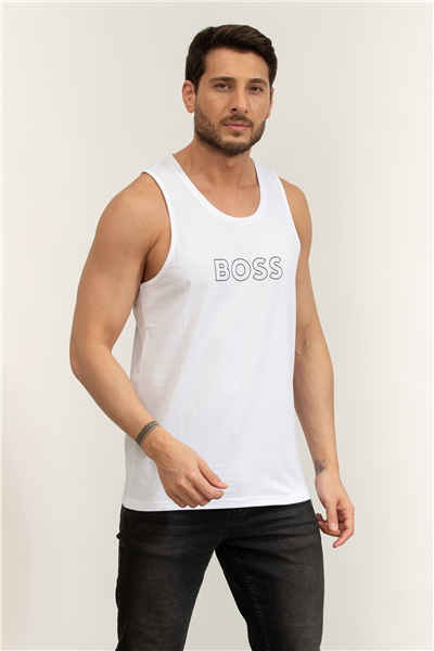 Boss Beach Tank Top Erkek Kolsuz T-Shirt Beyaz