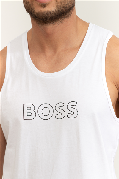 Boss Beach Tank Top Erkek Kolsuz T-Shirt Beyaz