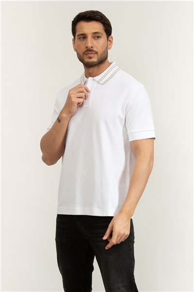 Boss C Piano 47 Erkek Polo Yaka T-Shirt Beyaz