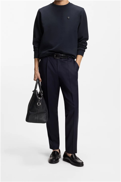 BOSS C Sharpe 01 Erkek Bisiklet Yaka Sweatshirt Mavi
