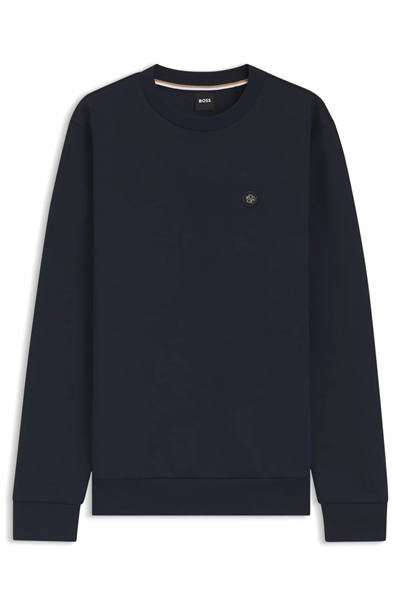 BOSS C Sharpe 01 Erkek Bisiklet Yaka Sweatshirt Mavi