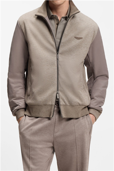 BOSS C Shepherd 242 Aston Martin Erkek Fermuarlı Sweatshirt Gri