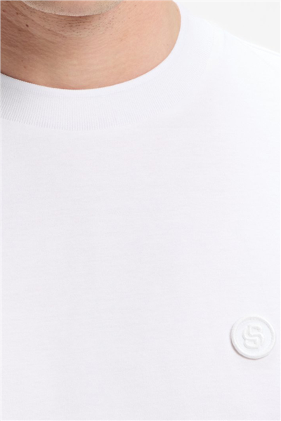Boss C Tames 98 Erkek Bisiklet Yaka T-Shirt Beyaz