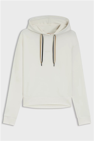 Boss CP Stripe Hoodie Kadın Kapüşonlu Sweatshirt Beyaz