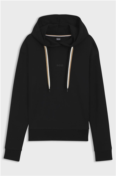Boss CP Stripe Hoodie Kadın Kapüşonlu Sweatshirt Siyah