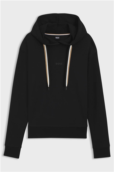 Boss CP Stripe Hoodie Kadın Kapüşonlu Sweatshirt Siyah