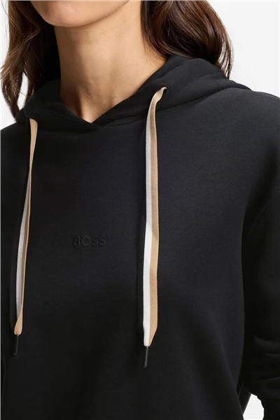 Boss CP Stripe Hoodie Kadın Kapüşonlu Sweatshirt Siyah