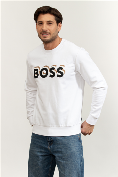 Boss Erkek Bisiklet Yaka Sweatshirt