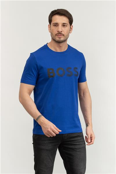 Boss Erkek Bisiklet Yaka T-Shirt Mavi