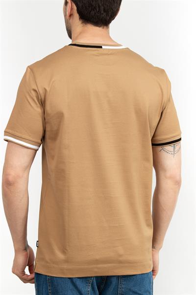 Boss Erkek Bisiklet Yaka T-Shirt Bej