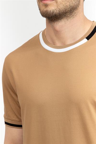 Boss Erkek Bisiklet Yaka T-Shirt Bej