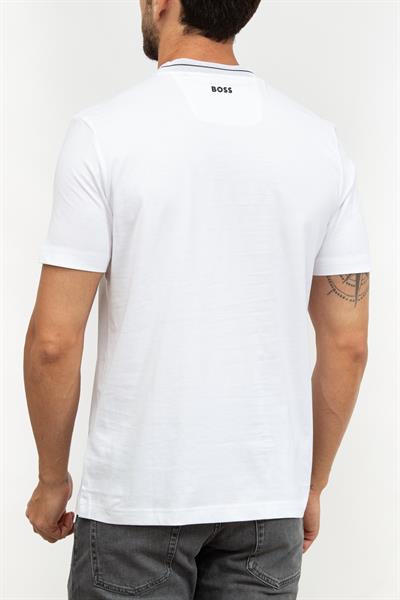 Boss Erkek Bisiklet Yaka T-Shirt Beyaz