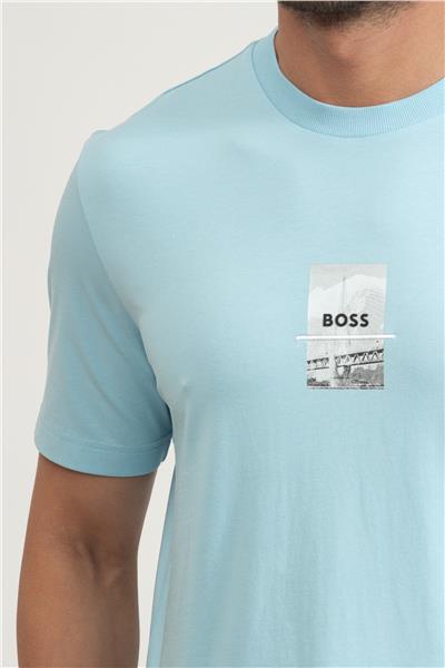 BOSS Tee Photoprint Erkek Bisiklet Yaka T-Shirt