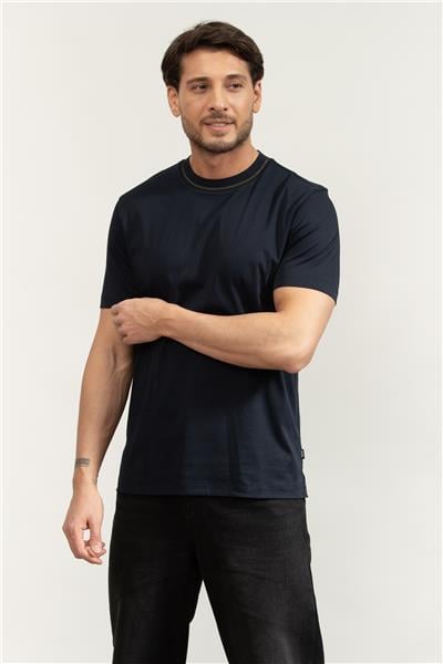 Boss Erkek Bisiklet Yaka T-Shirt Mavi