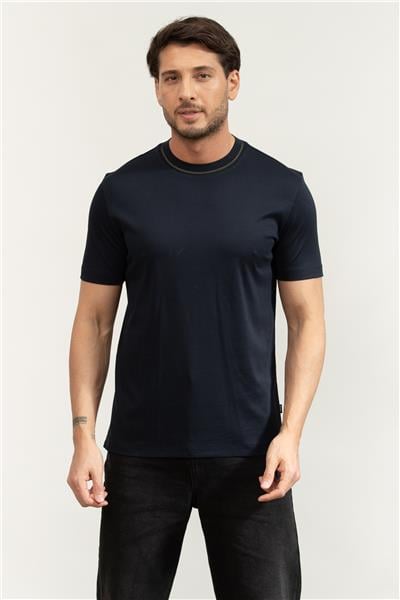 Boss Erkek Bisiklet Yaka T-Shirt Mavi