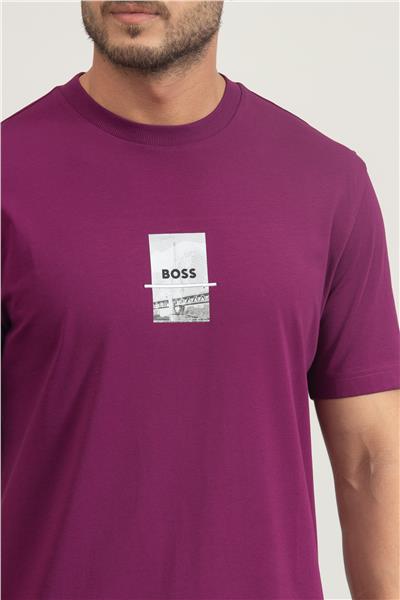BOSS Tee Photoprint Erkek Bisiklet Yaka T-Shirt