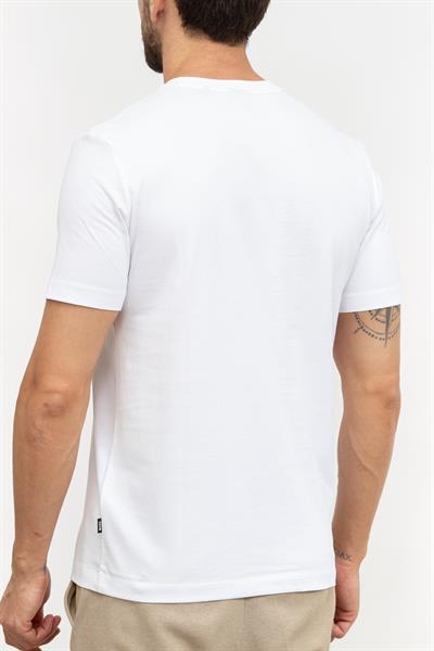 Boss Erkek Bisiklet Yaka T-Shirt Beyaz
