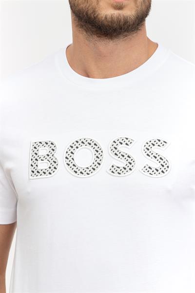 Boss Erkek Bisiklet Yaka T-Shirt Beyaz
