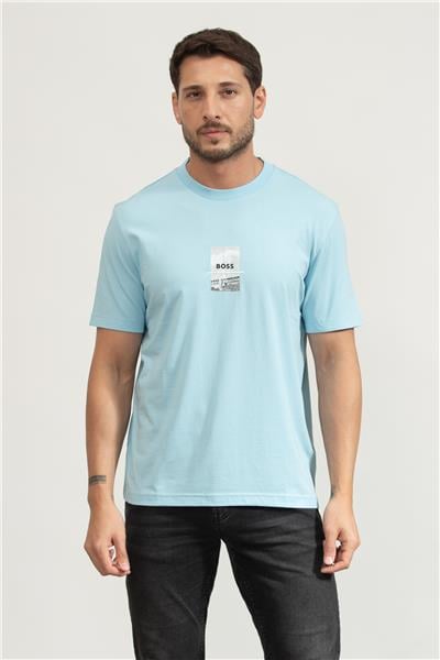 BOSS Tee Photoprint Erkek Bisiklet Yaka T-Shirt