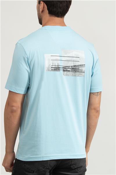 BOSS Tee Photoprint Erkek Bisiklet Yaka T-Shirt