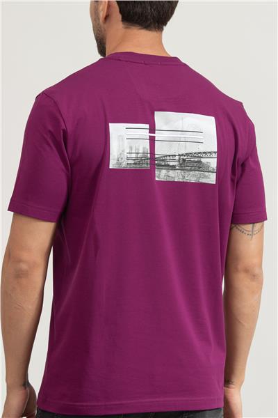 BOSS Tee Photoprint Erkek Bisiklet Yaka T-Shirt