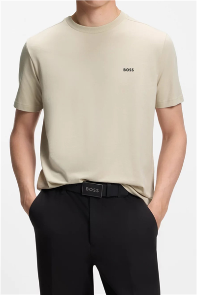 Boss Erkek Bisiklet Yaka T-Shirt Bej