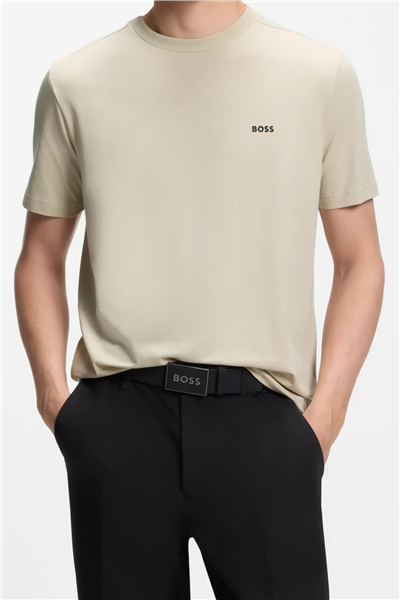 Boss Erkek Bisiklet Yaka T-Shirt Bej