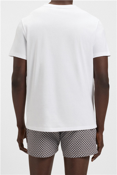 Boss Erkek Bisiklet Yaka T-Shirt Beyaz