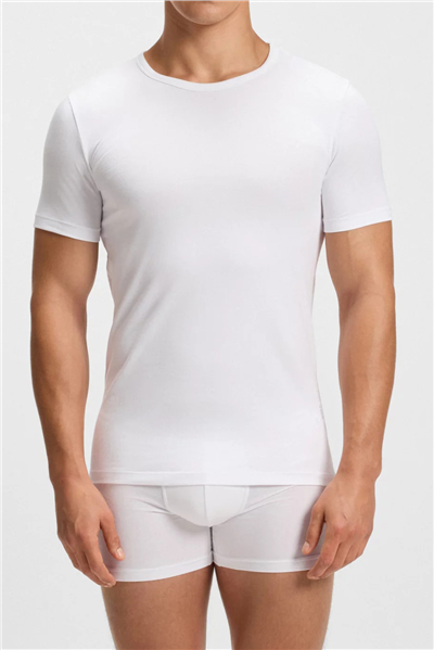 Boss Erkek Bisiklet Yaka T-Shirt Beyaz