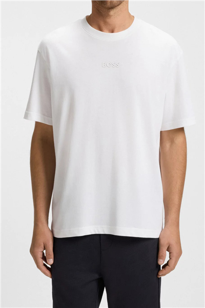 Boss Erkek Bisiklet Yaka T-Shirt Beyaz