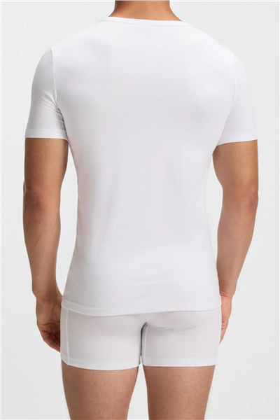Boss Erkek Bisiklet Yaka T-Shirt Beyaz