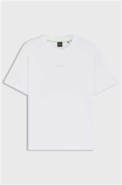 Boss Erkek Bisiklet Yaka T-Shirt Beyaz
