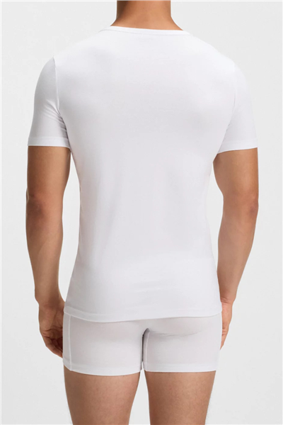 Boss Erkek Bisiklet Yaka T-Shirt Beyaz